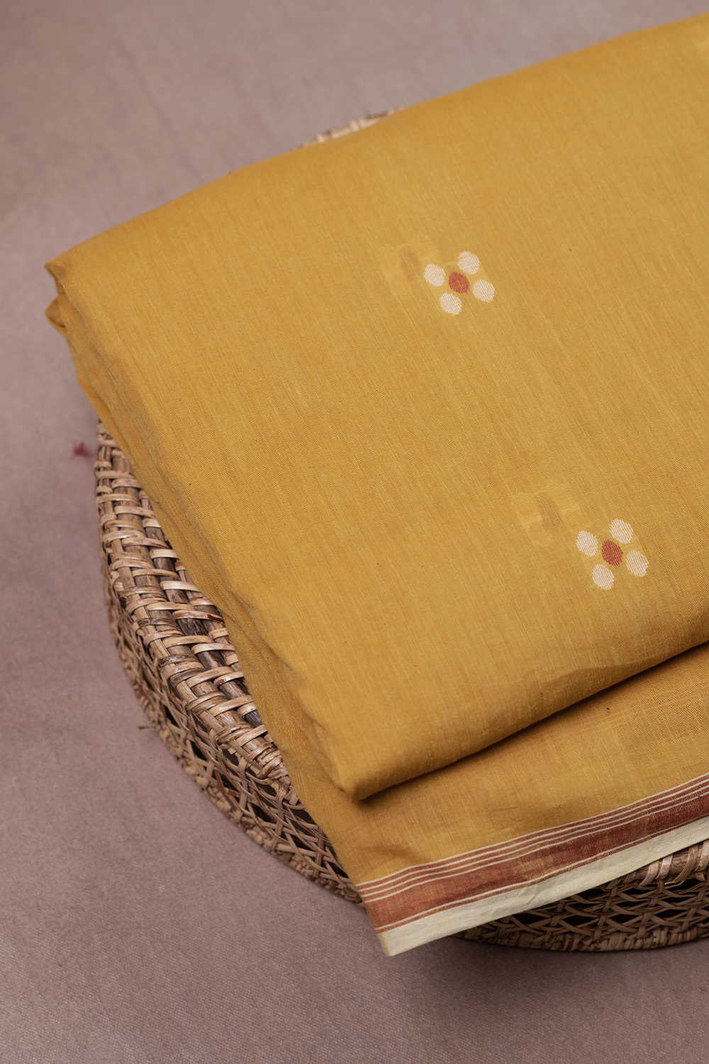 Buttas on Yellow Jamdani Cotton Fabric