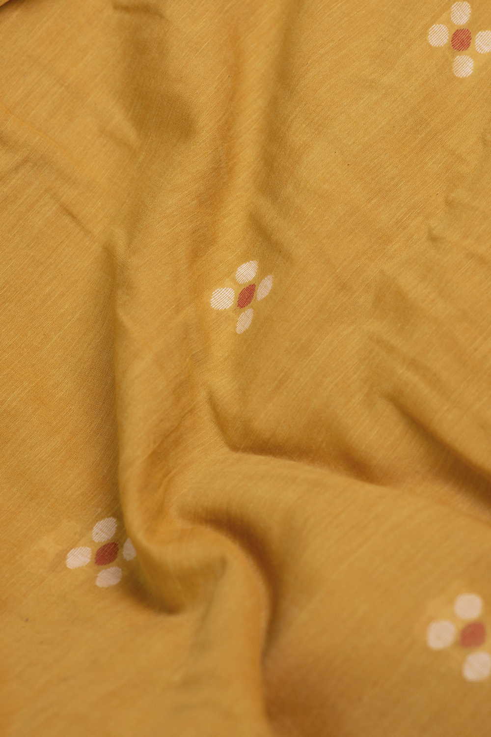 Buttas on Yellow Jamdani Cotton Fabric - Image 3