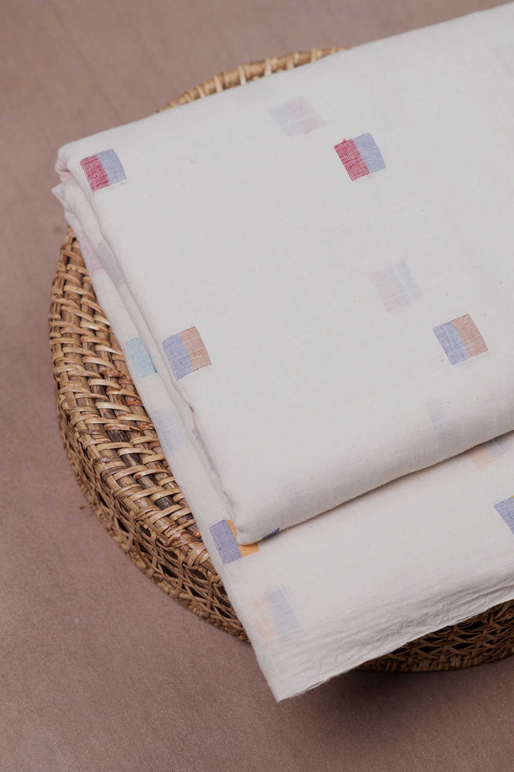 Playful Pixel Buttas Jamdani Cotton Fabric - Image 2