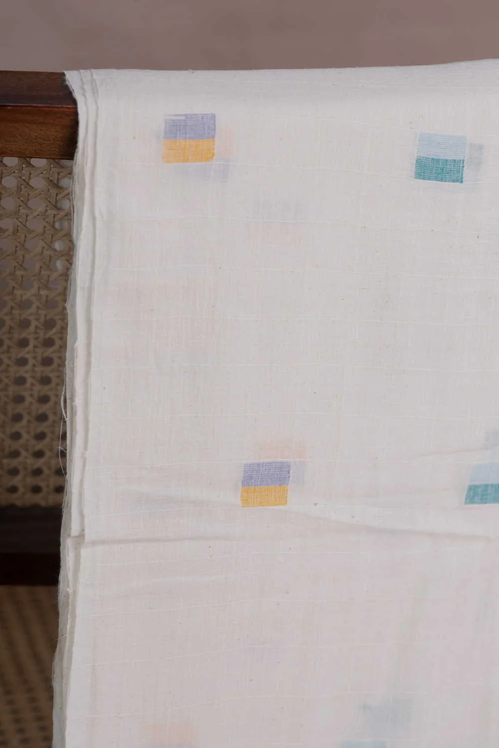 Playful Pixel Buttas Jamdani Cotton Fabric - Image 3