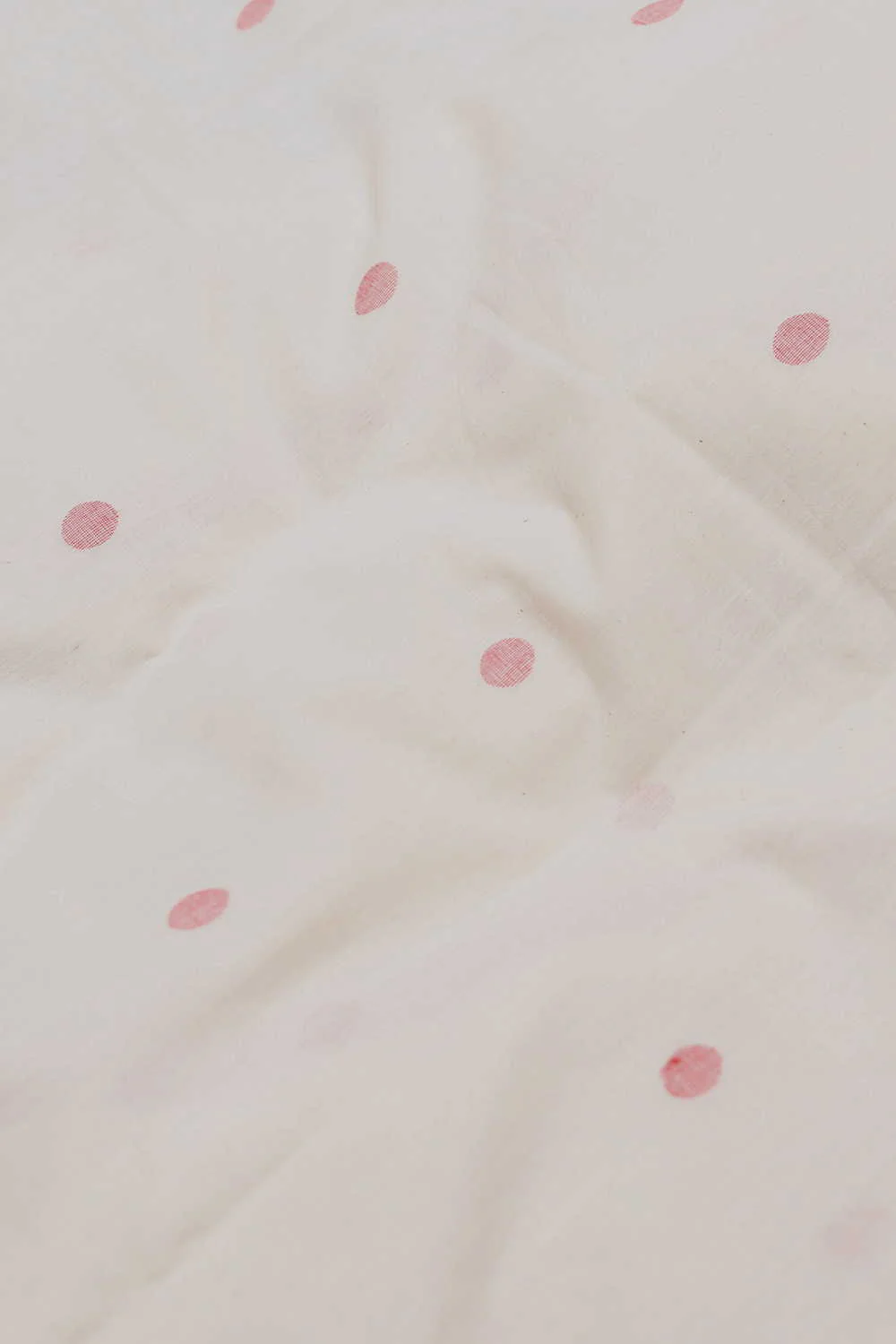 Maroon Butta - Cream Jamdani Cotton Fabric - Image 3