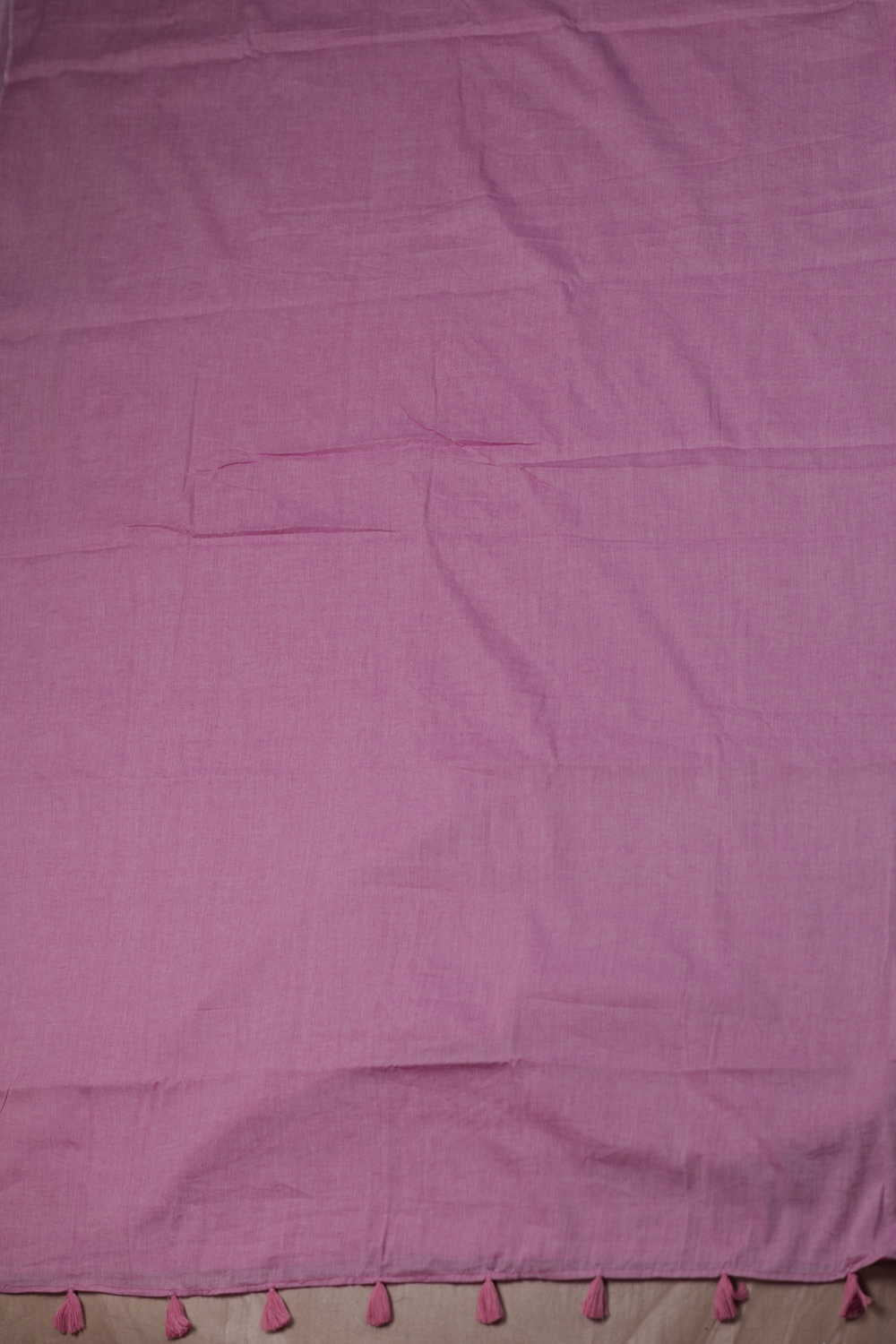 Plain Pink Handwoven Mul Cotton Saree - Image 3