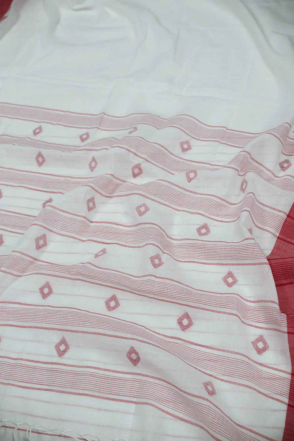 Oatmeal Cream Jamdani Cotton saree - Image 3