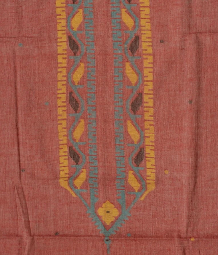 Dual Shaded Red Jamdani Kurta Fabric - Image 3