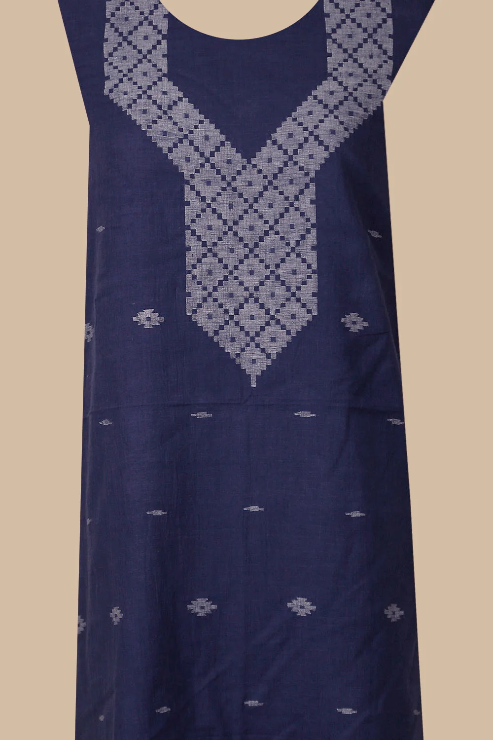 Indigo Blue Jamdani Kurta Fabric - Image 4