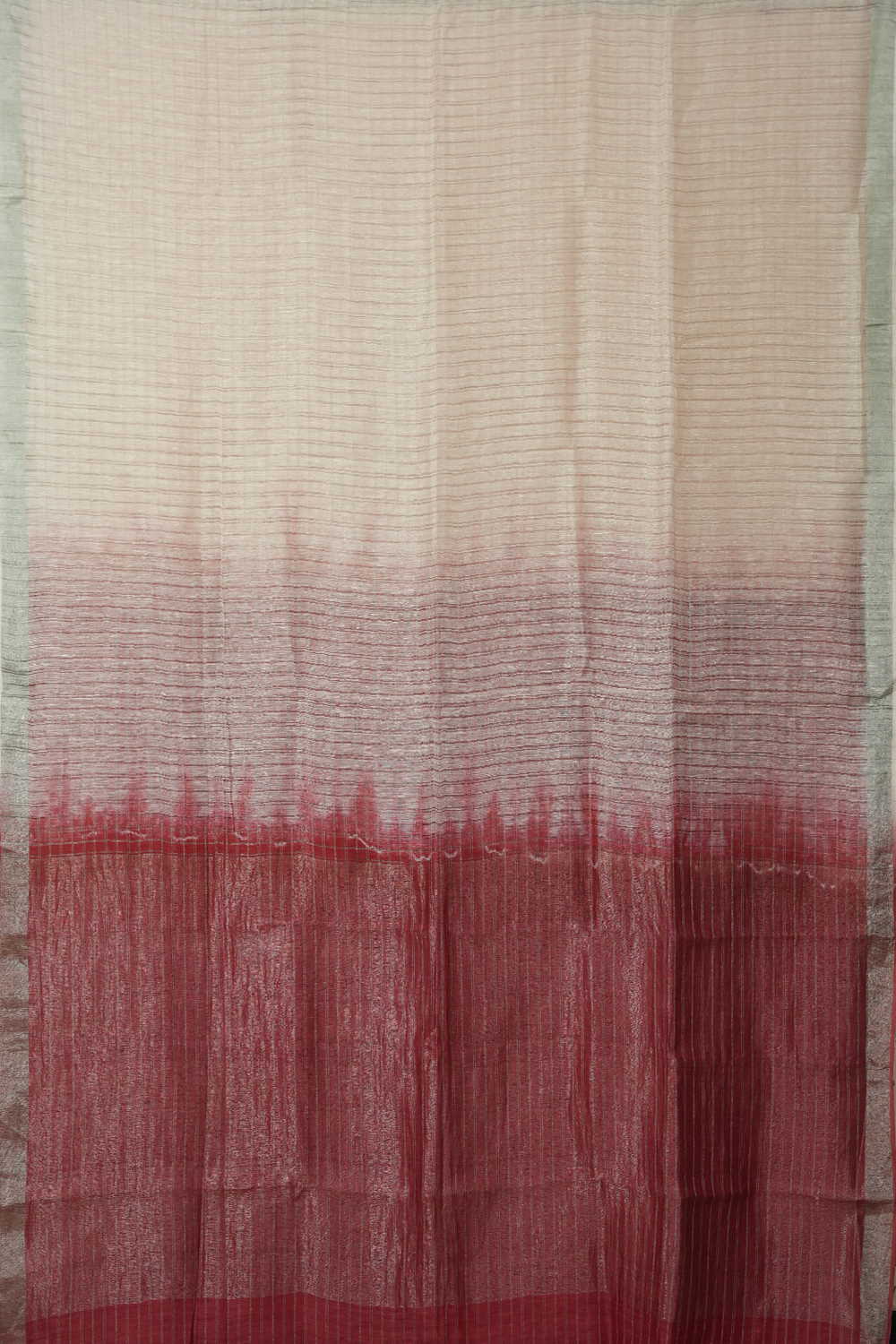 Creamy Mild Pink Handwoven Linen Silk saree - Image 2