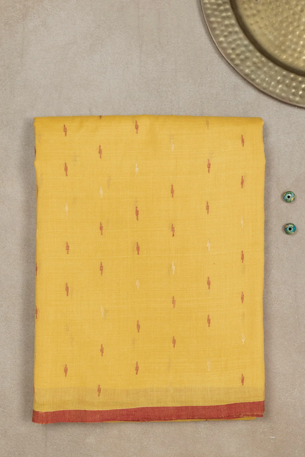 Yellow Jamdani Tussar Cotton saree