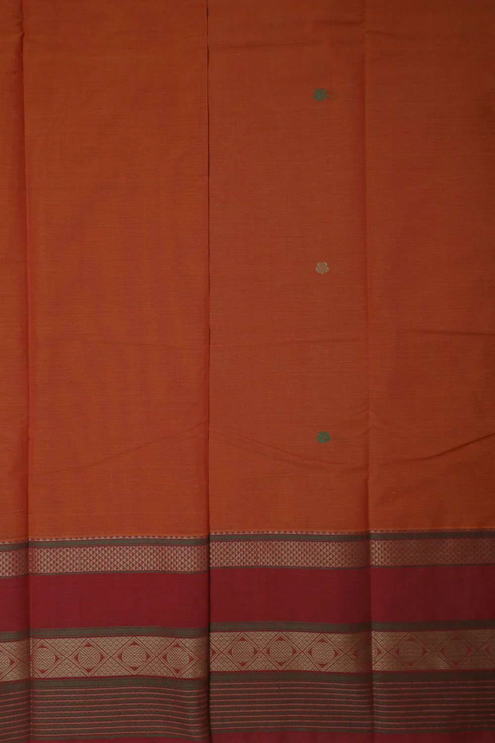 Dual Shaded Orange Kanchi cotton saree - Image 4