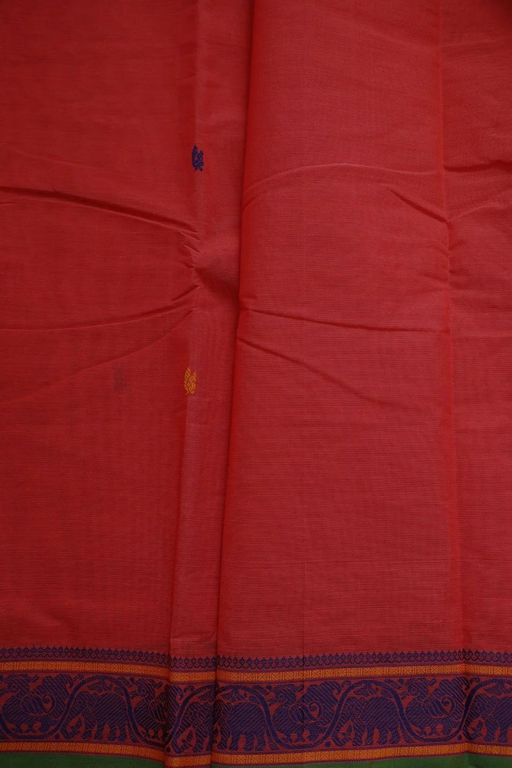 Dark Salmon Pink Kanchi Cotton Saree - Image 4