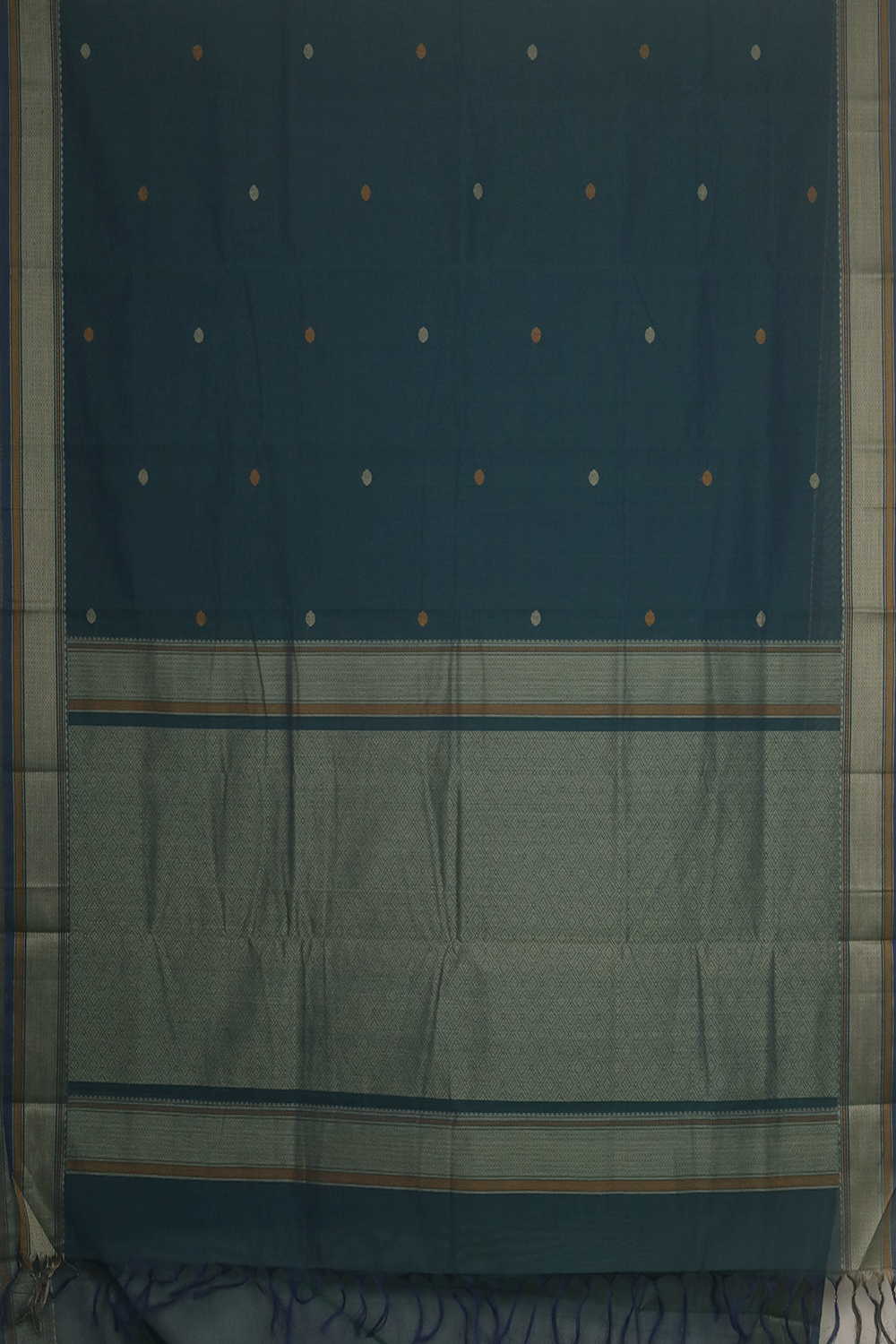 Twin Shade Blue Kanchipuram Cotton saree - Image 2