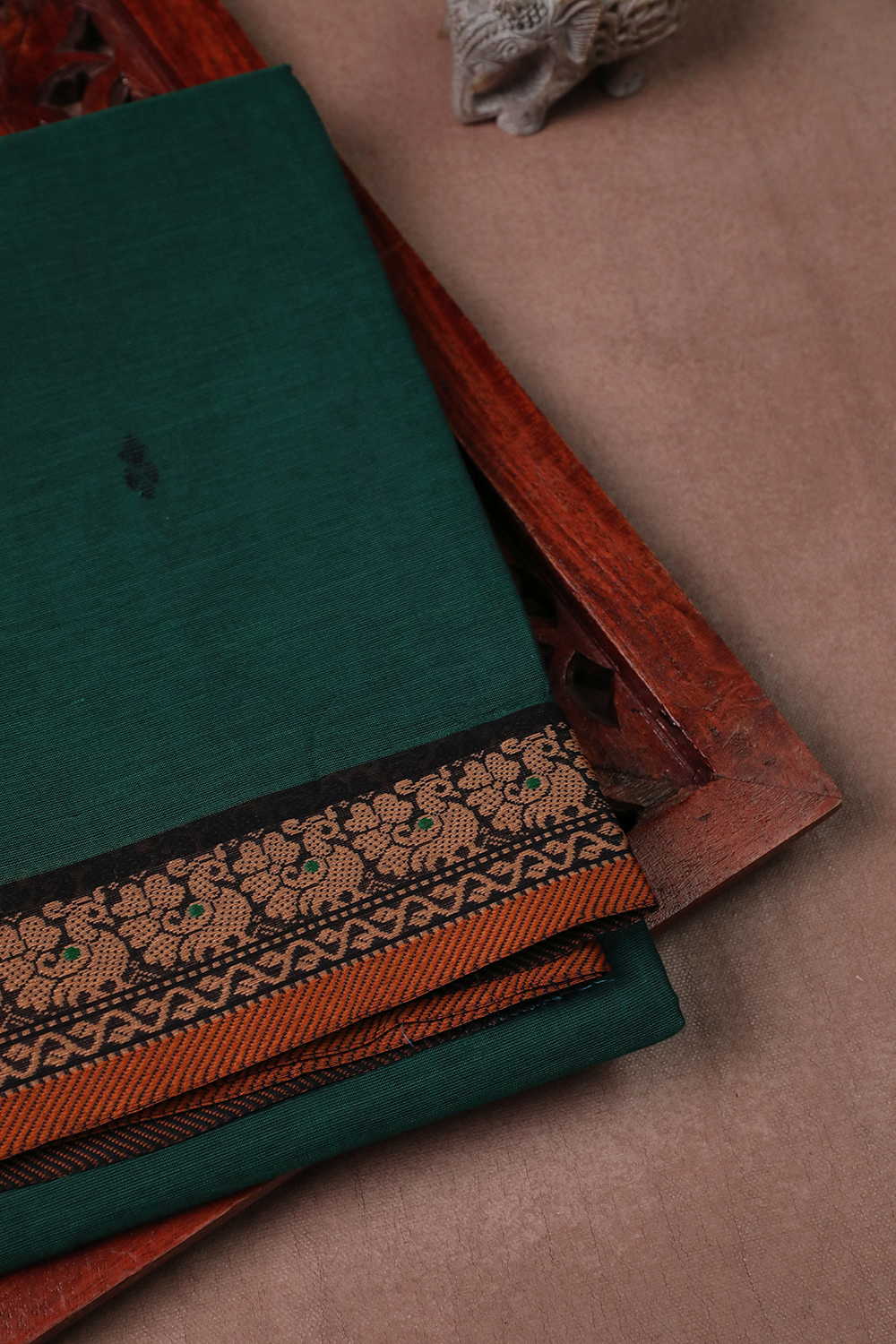 Deep Green Kanchipuram Cotton saree