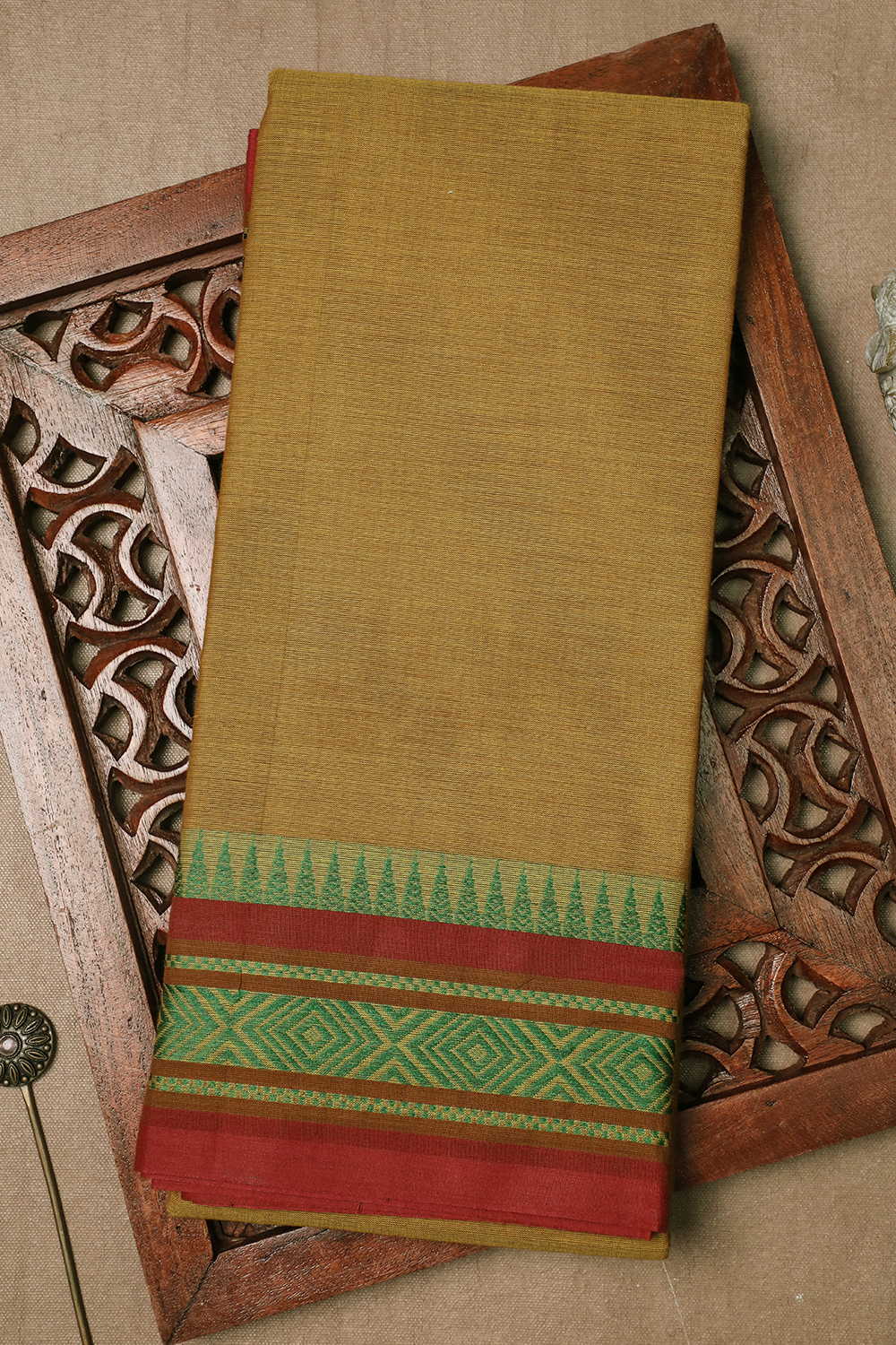 Munsell Yellow Kanchipuram Cotton saree