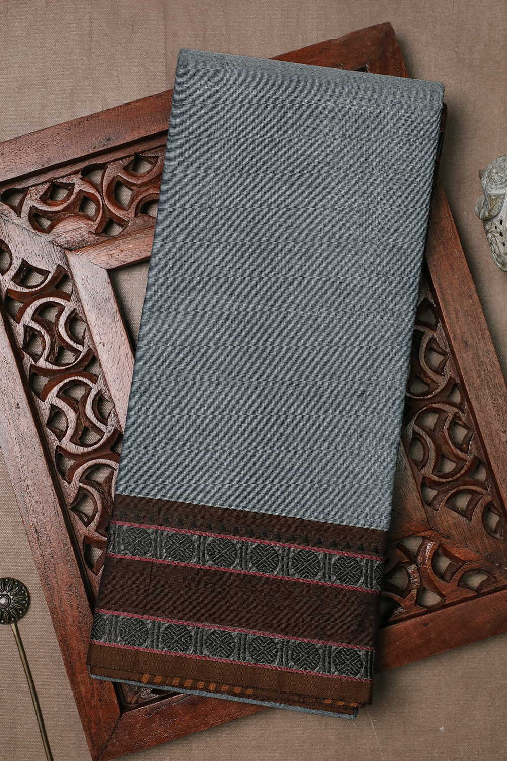 Slate Grey Kanchipuram Cotton saree
