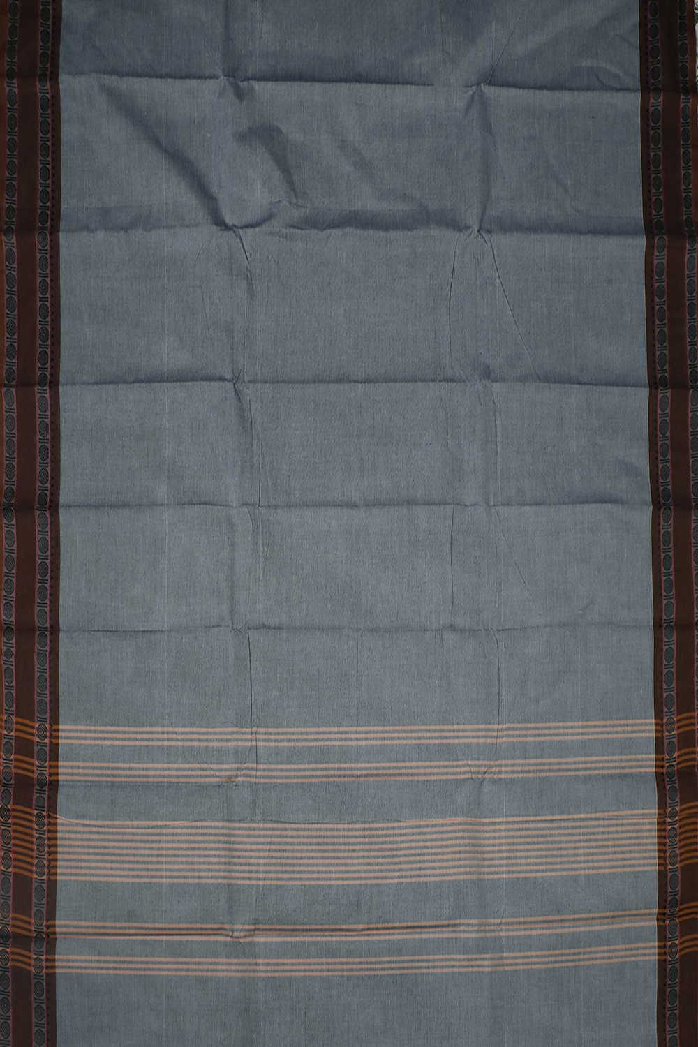 Slate Grey Kanchipuram Cotton saree - Image 2
