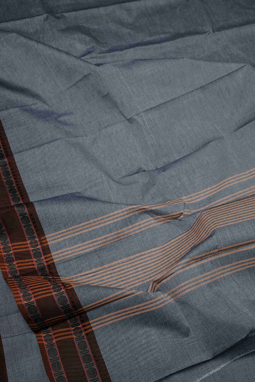 Slate Grey Kanchipuram Cotton saree - Image 3