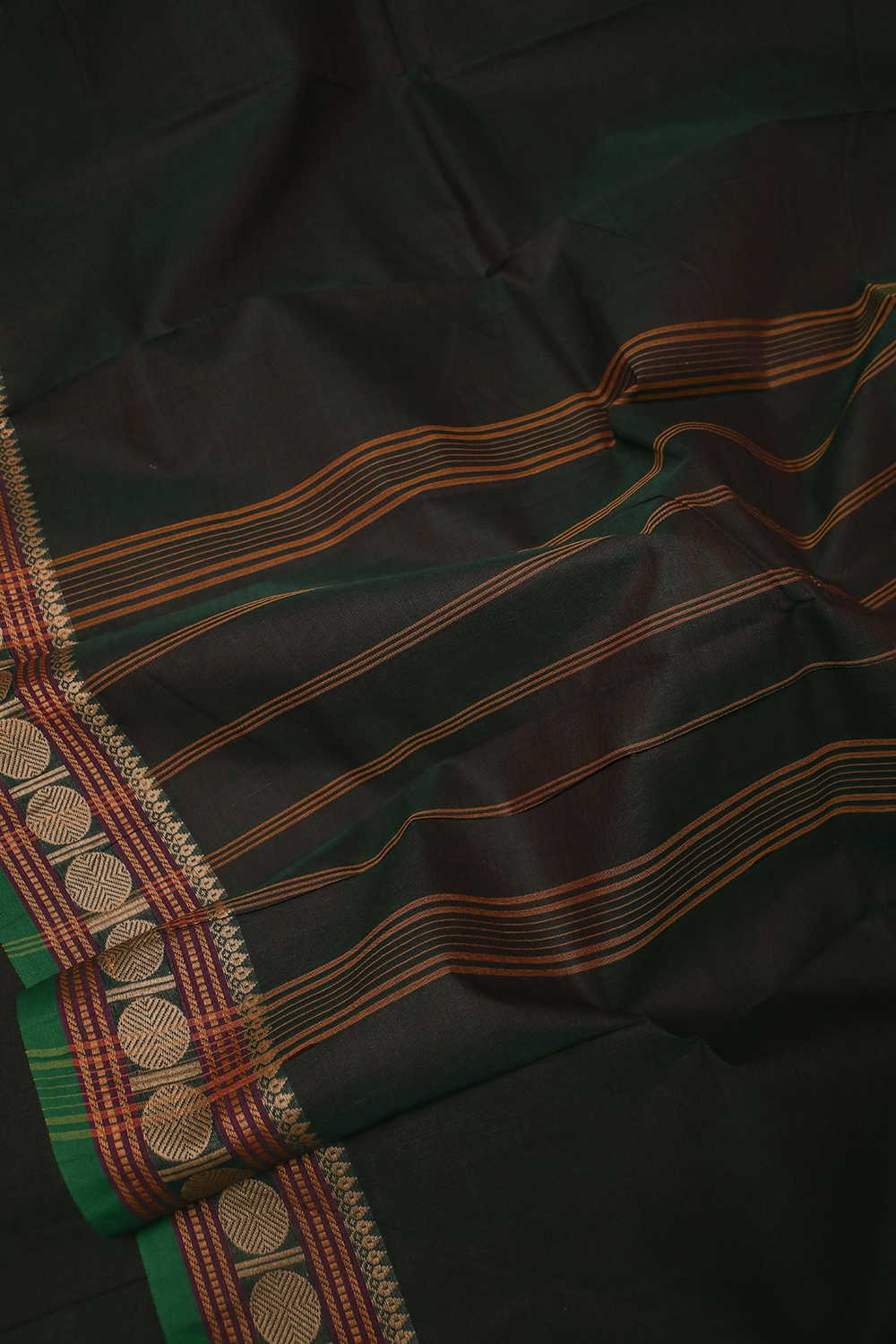 Shadowed Green Kanchipuram Cotton saree - Image 3