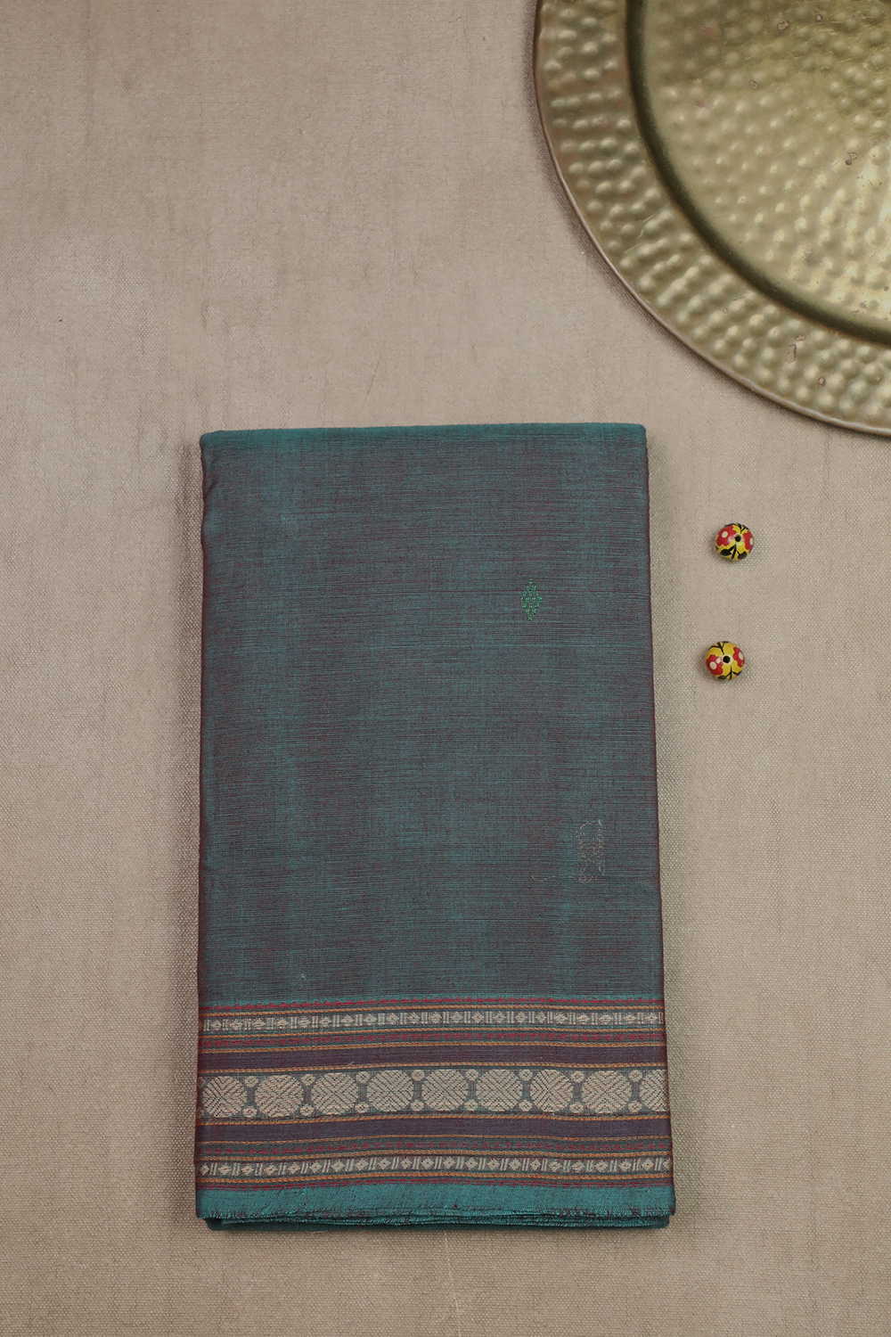 Twin Shaded Blue with Maroon Kanchipuram Cotton saree