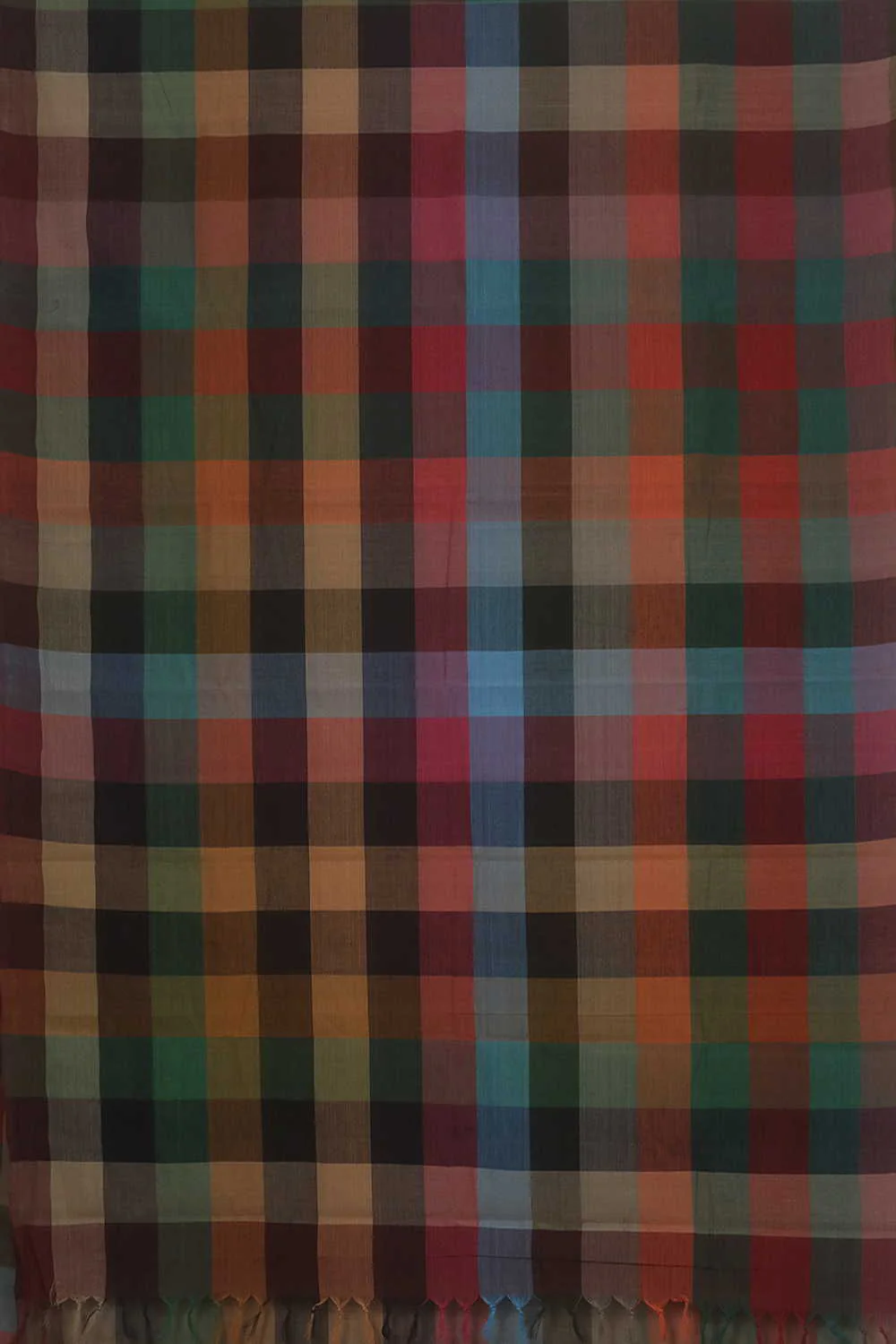 Playful Checks Kanchipuram Cotton saree - Image 2