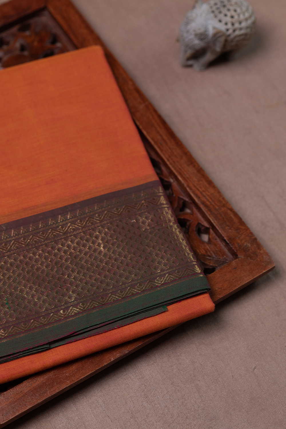 Royal Orange - Zari Border Kanchipuram Cotton saree