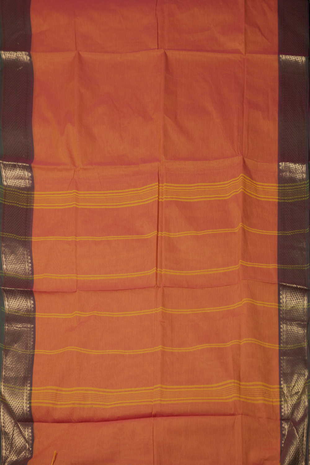 Royal Orange - Zari Border Kanchipuram Cotton saree - Image 2