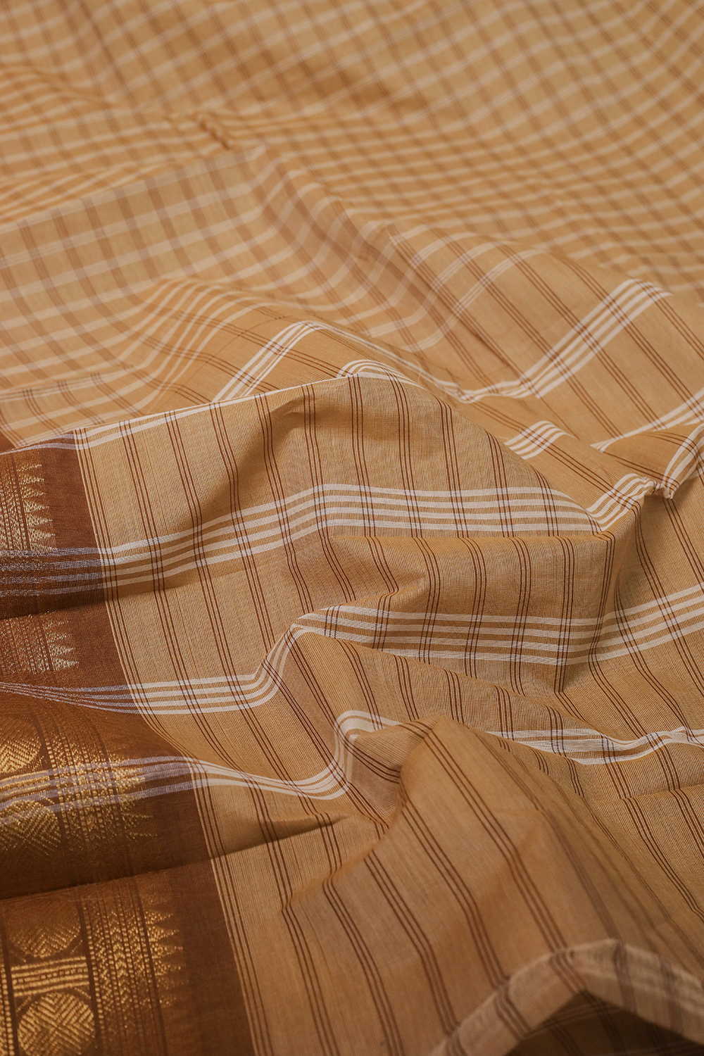 Coffee Beige Kanchipuram Cotton saree - Image 2