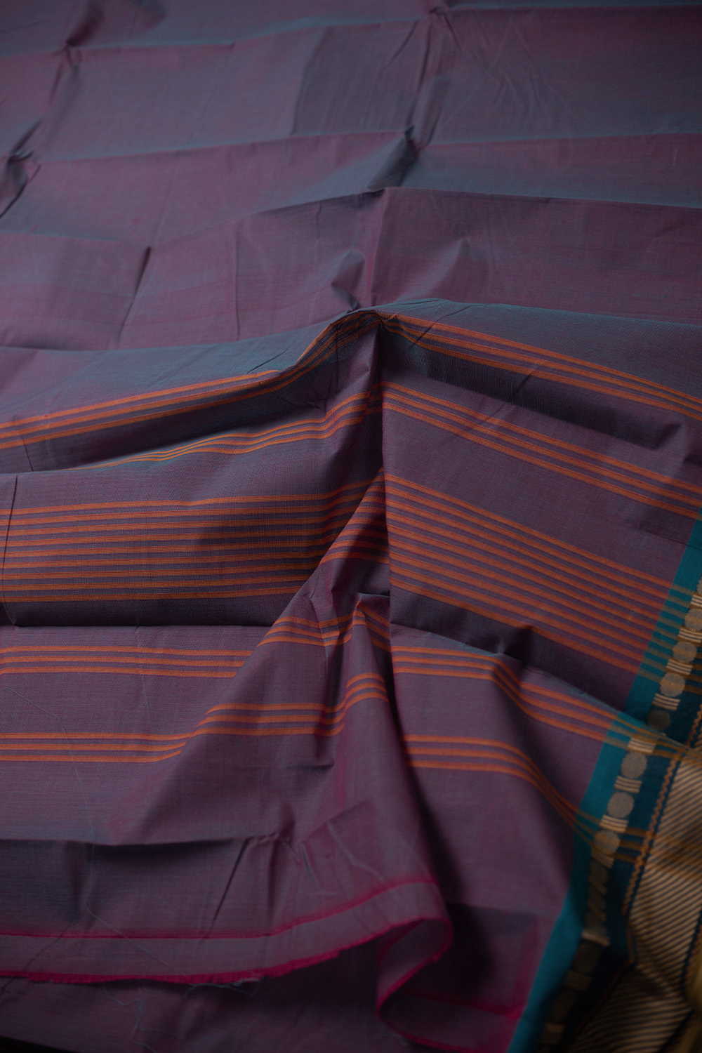 Dual Shaded Purple Kanchipuram Cotton saree - Image 3
