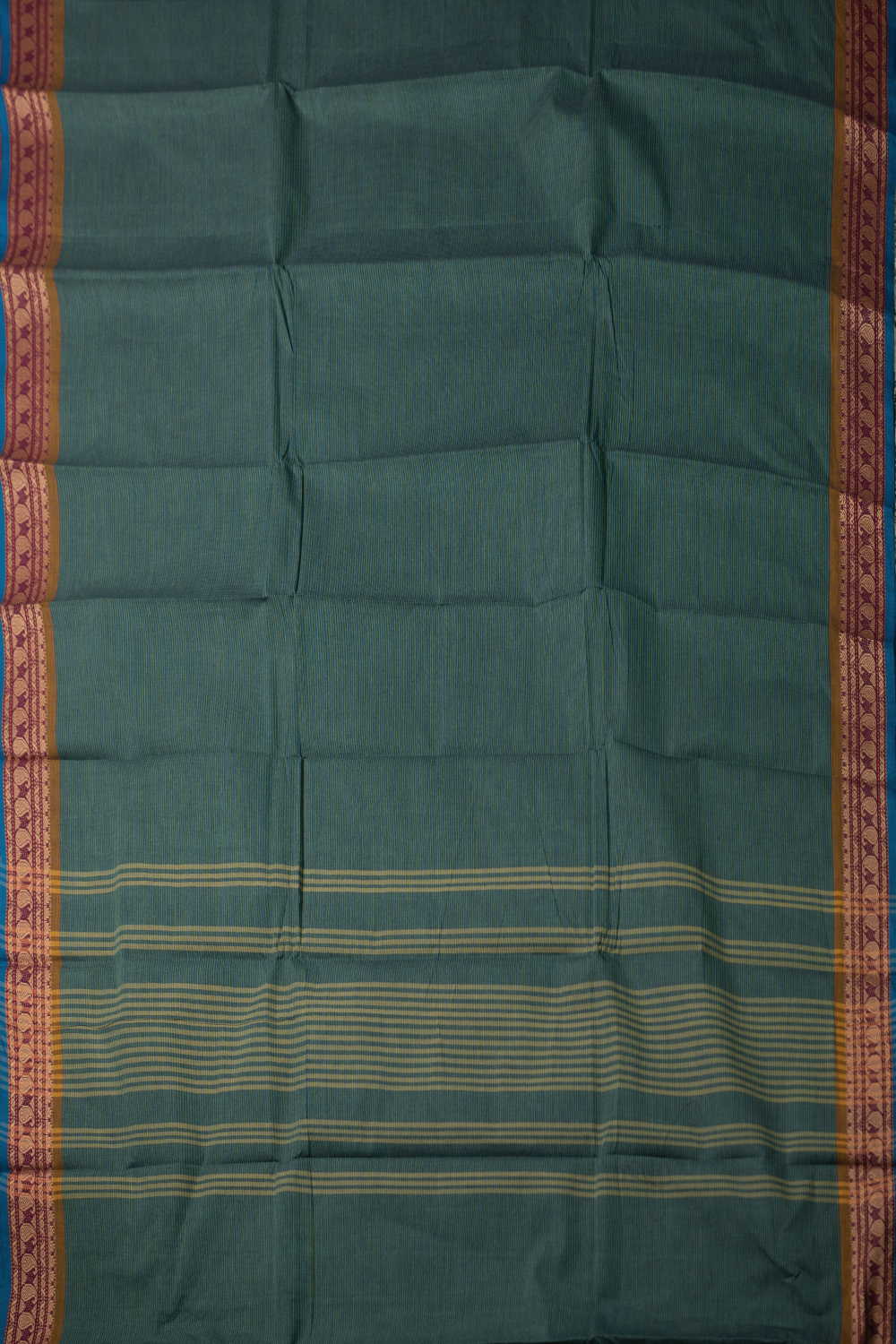 Thin Stripe on Green Kanchipuram Cotton saree - Image 2