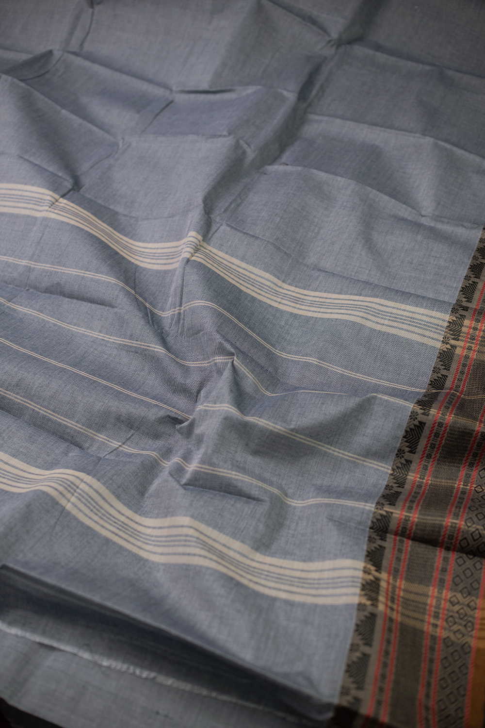 Pewter Grey Kanchipuram Cotton saree - Image 3