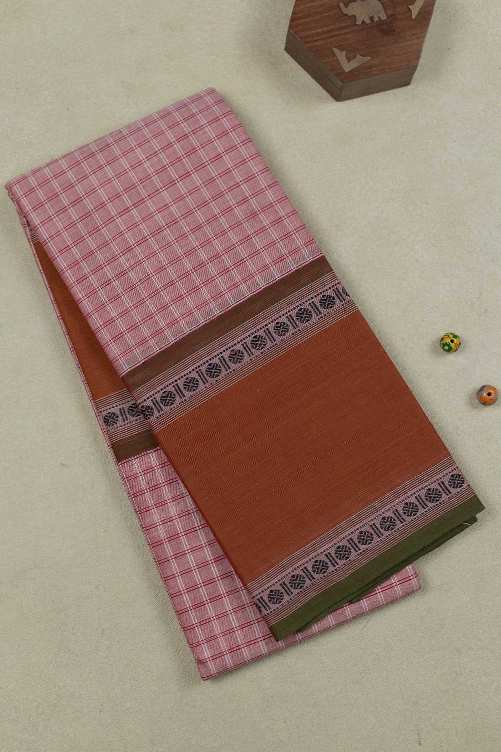 Rose Wood Kanchipuram Cotton saree