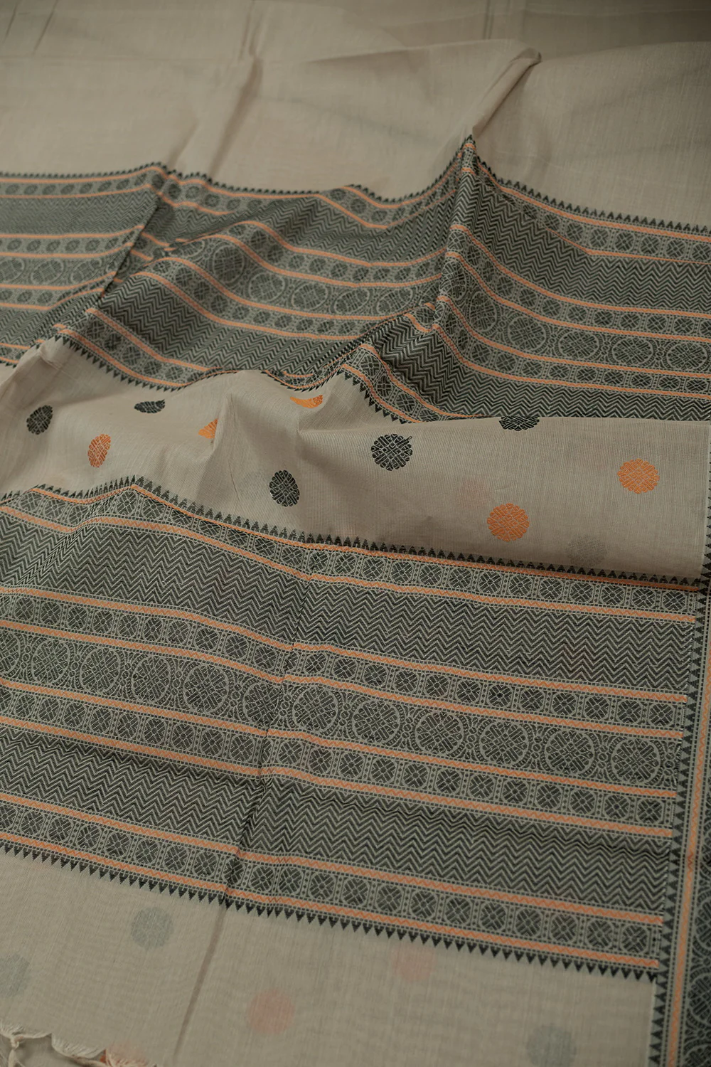 Baby Beige Kanchipuram Cotton saree - Image 3