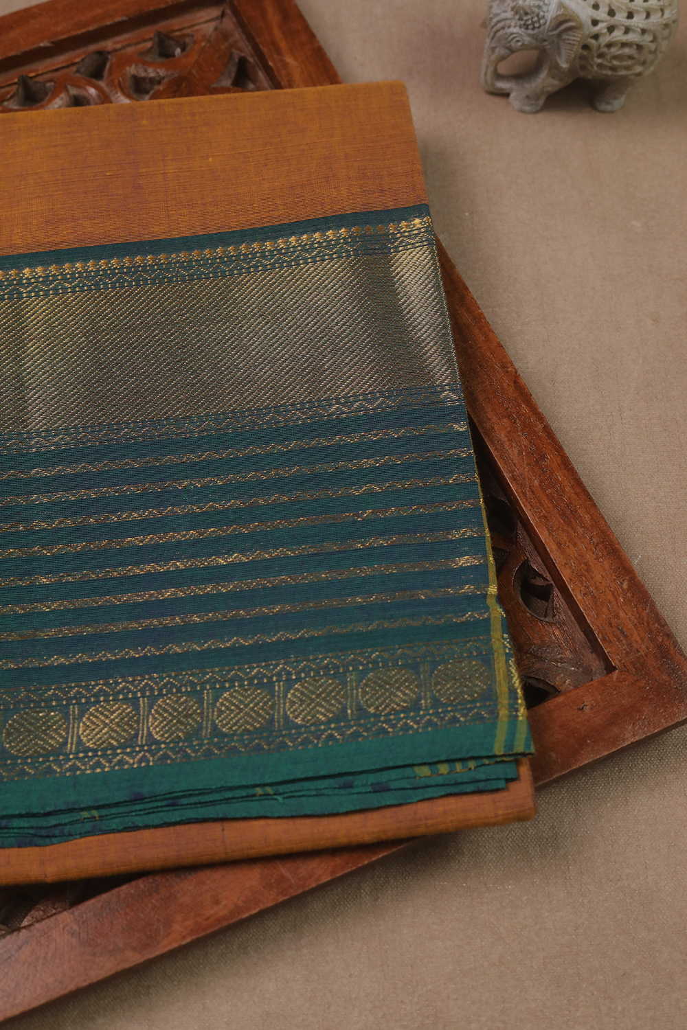 Orange with Zari Border Kanchipuram Cotton saree