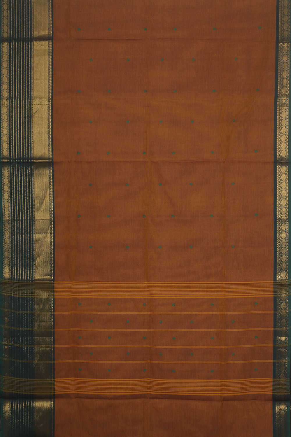 Orange with Zari Border Kanchipuram Cotton saree - Image 2