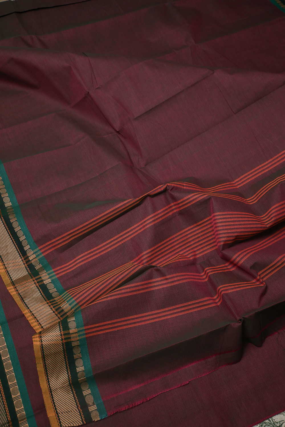 Dual Shaded Purple Kanchipuram Cotton saree - Image 3