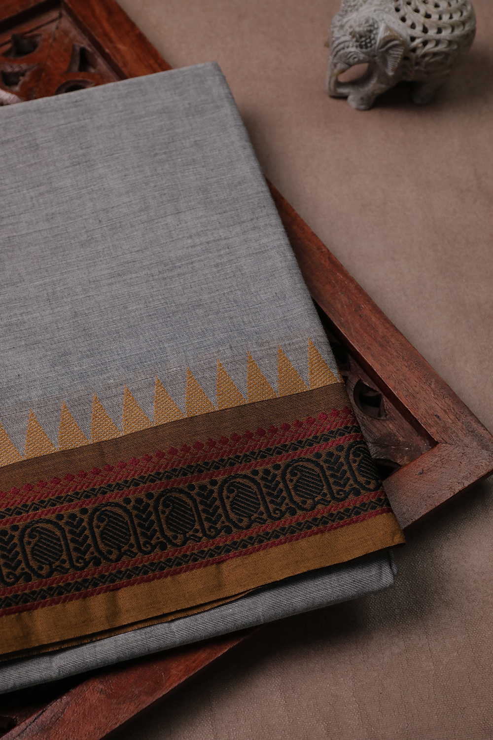 Lava Grey Kanchipuram Cotton saree