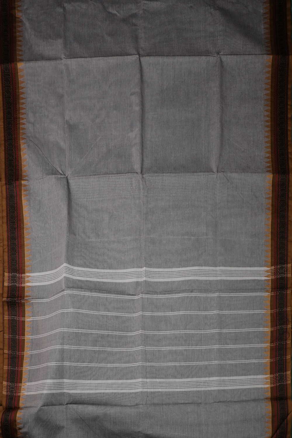 Lava Grey Kanchipuram Cotton saree - Image 2