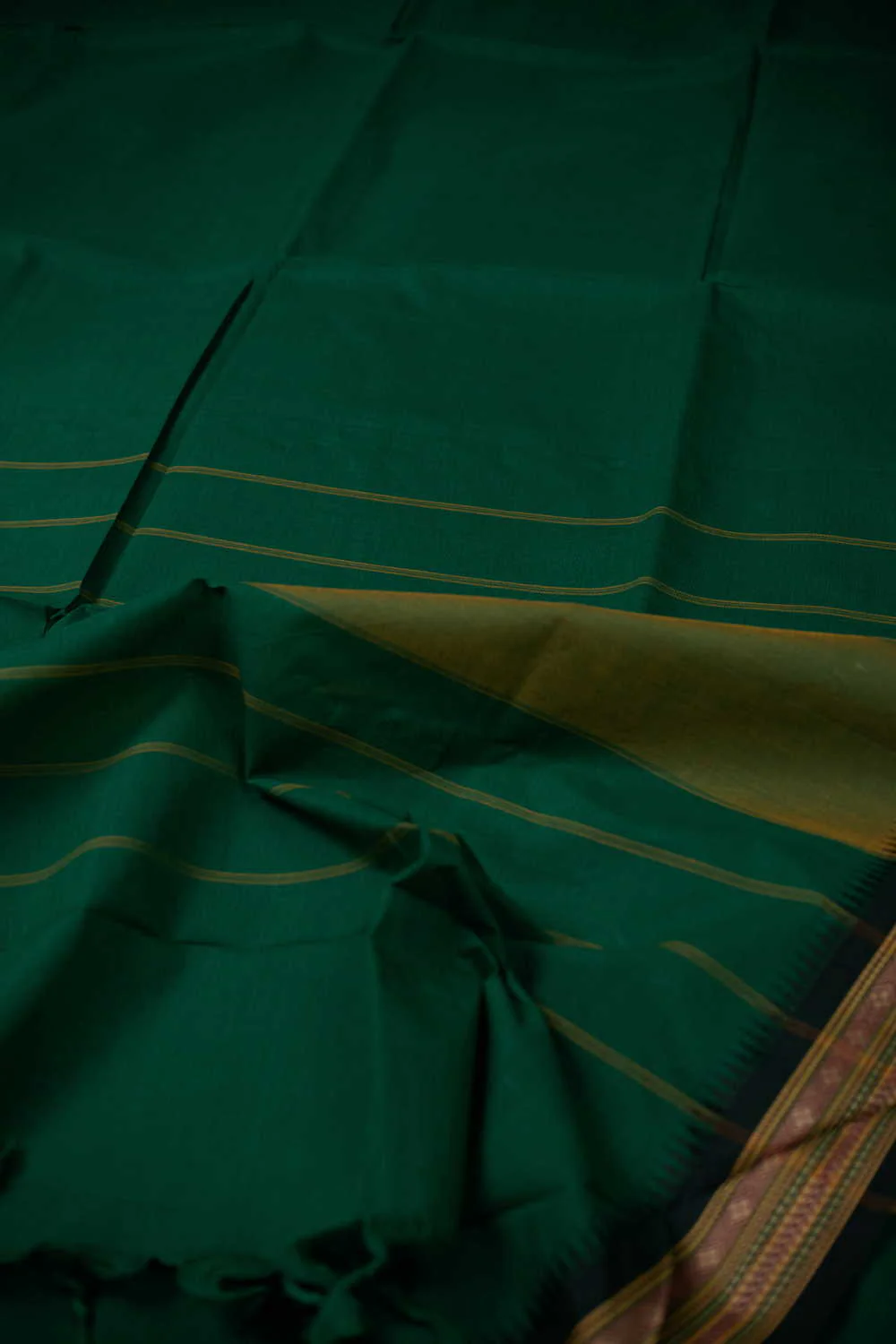 Bottle Green Kanchipuram Cotton saree - Image 3
