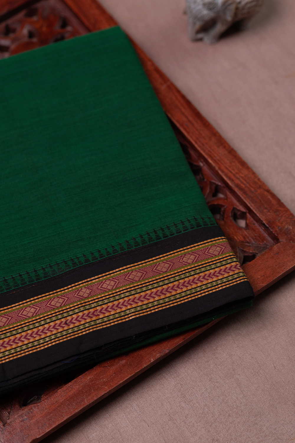 Deep Green Kanchipuram Cotton saree