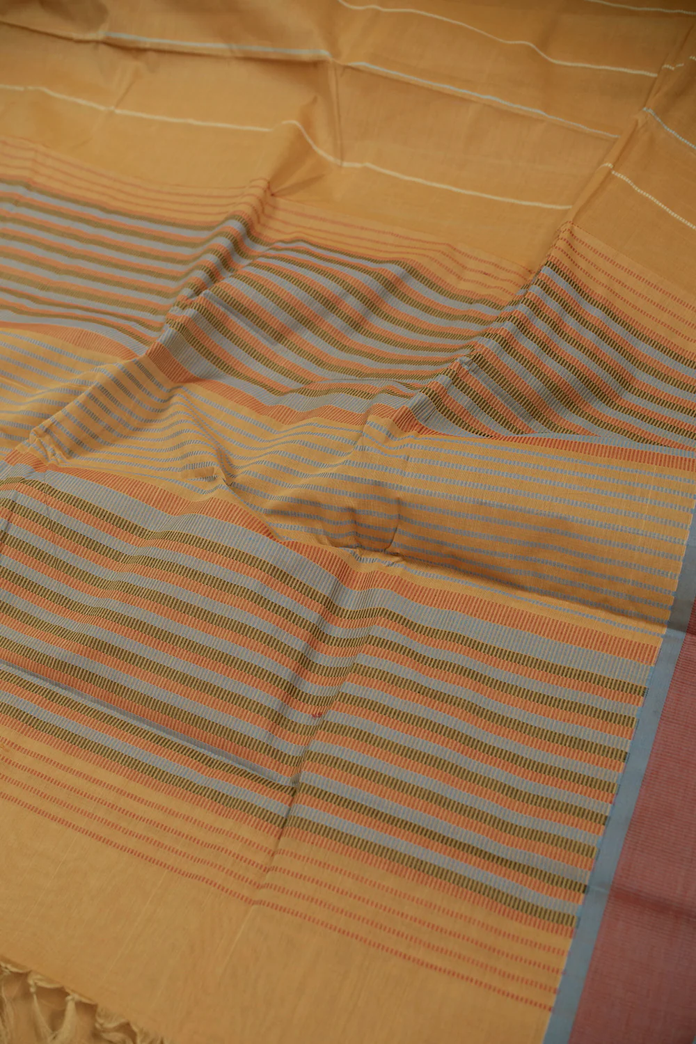 Yellow Kanchipuram Cotton saree - Image 3