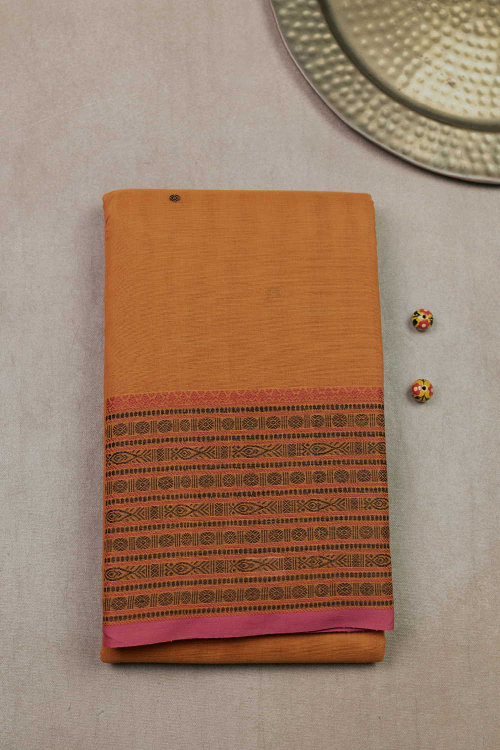 Dark Yellow Kanchipuram Cotton saree