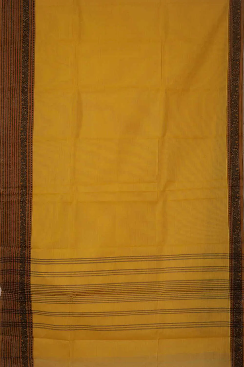 Bright Yellow Kanchipuram Cotton saree - Image 3