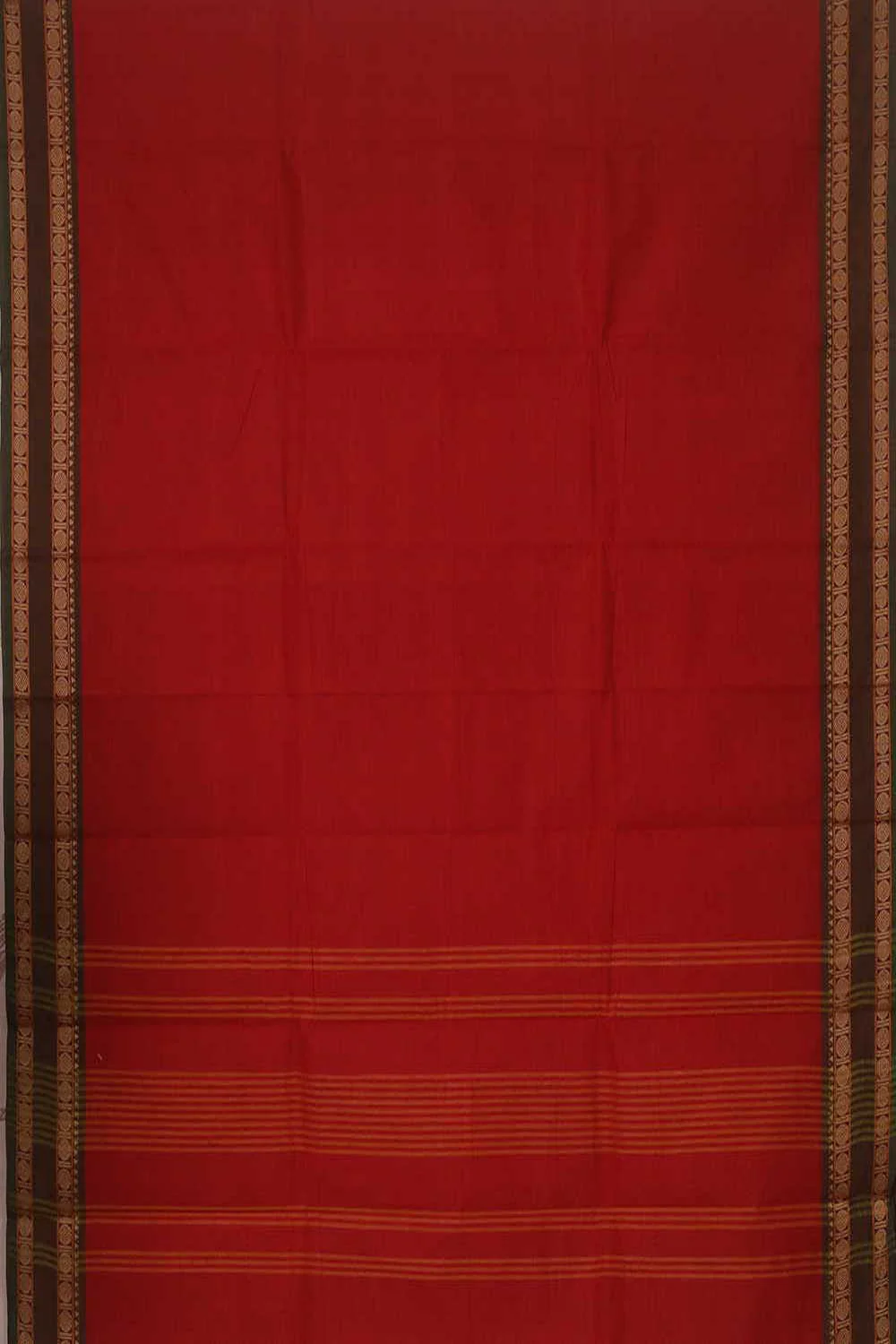 Scarlet Red Kanchipuram Cotton saree - Image 3