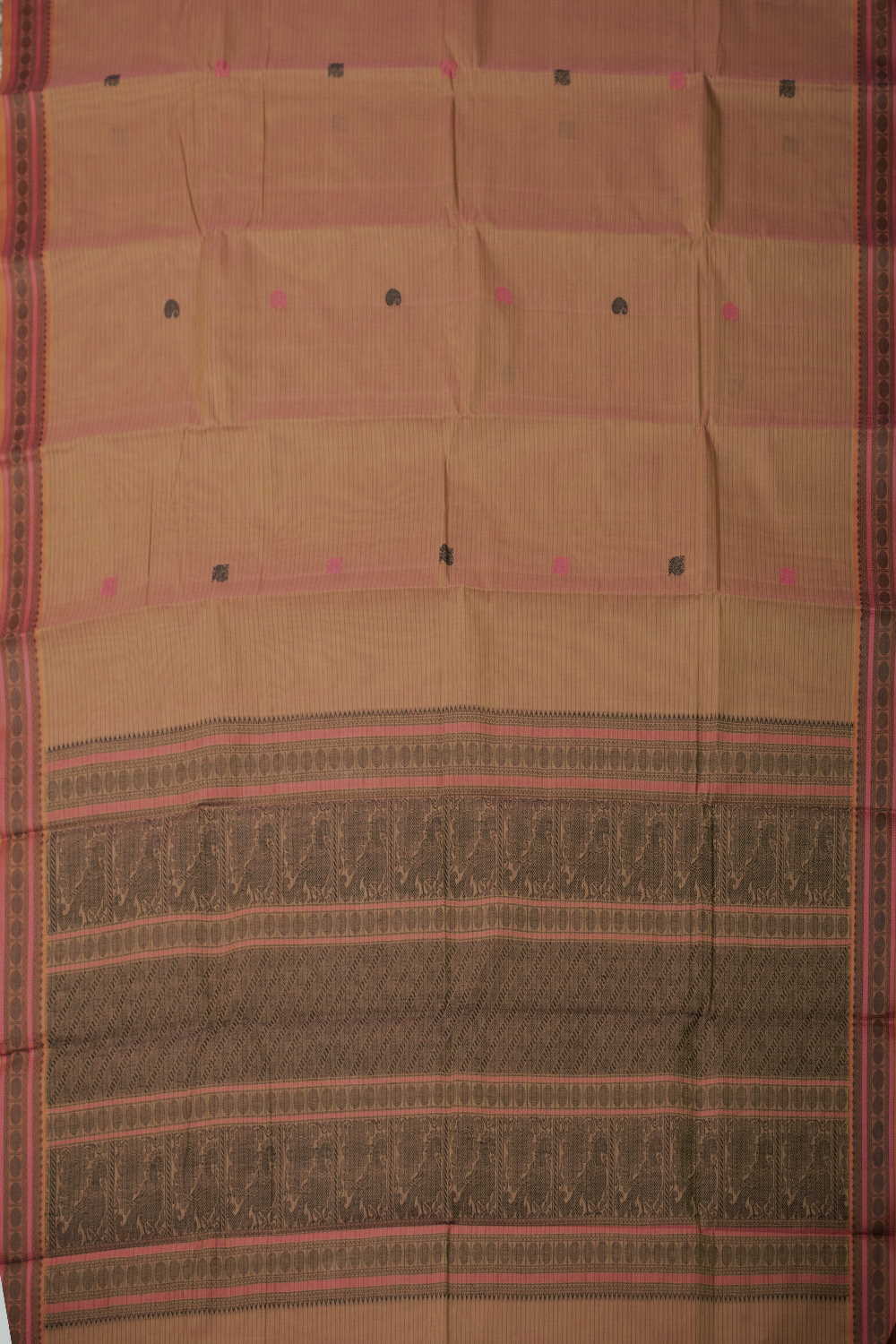 Paisley Butta with Stripe Kanchipuram Cotton saree - Image 2