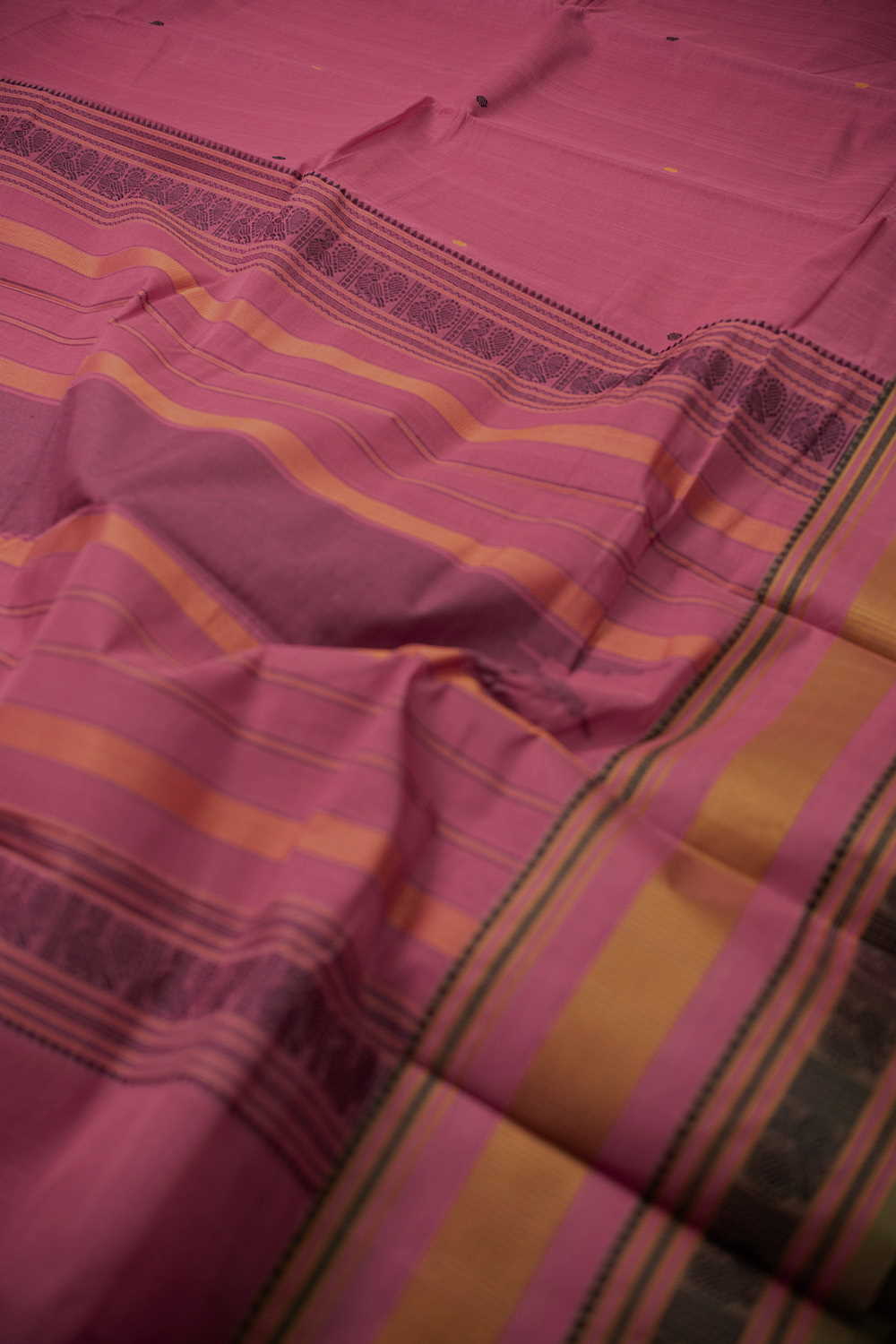 Muted Pink Kanchipuram Cotton saree - Image 3
