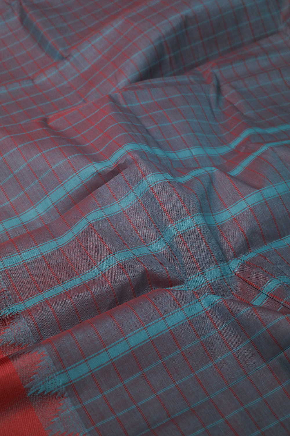 Dual Shaded Purple Kanchipuram Cotton saree - Image 3