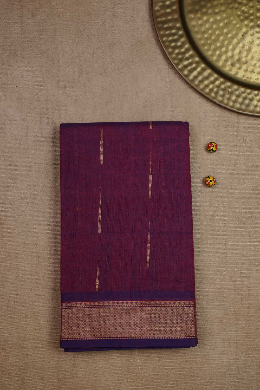 Butta on Purple Kanchipuram Cotton saree