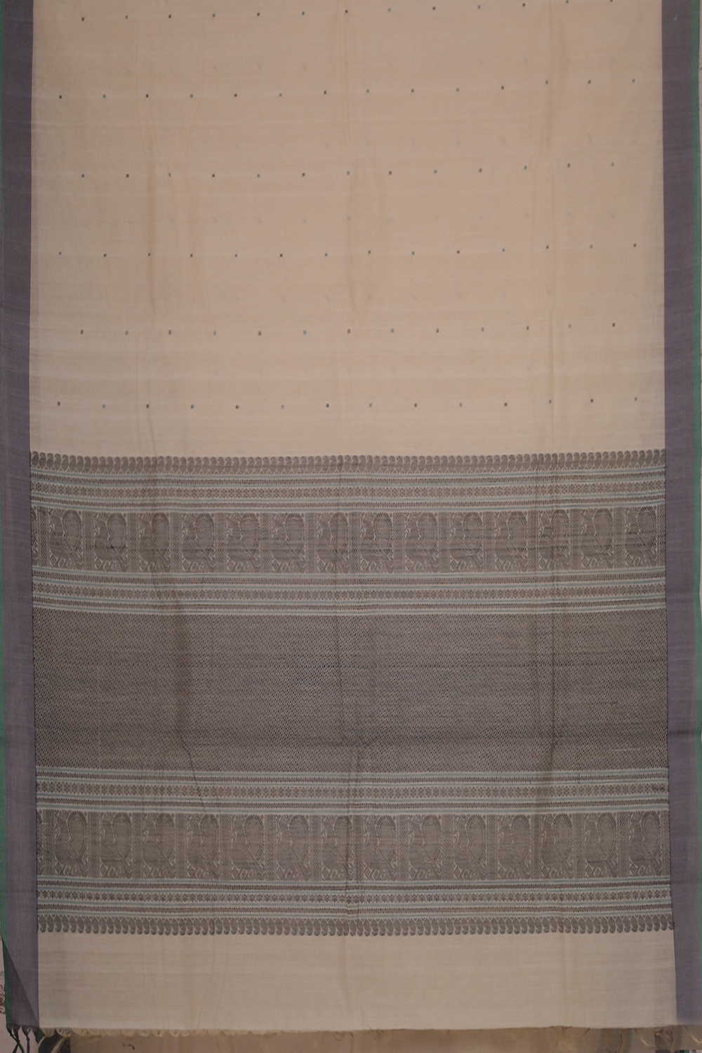 Tiny Butta on Cream Kanchipuram Cotton saree - Image 2