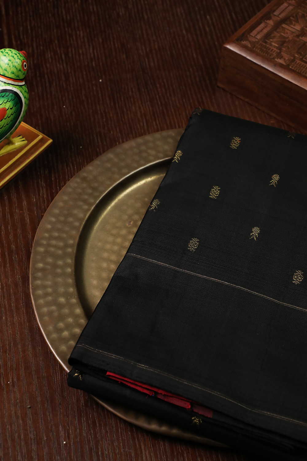Black with Red Kanchipuram Silk saree