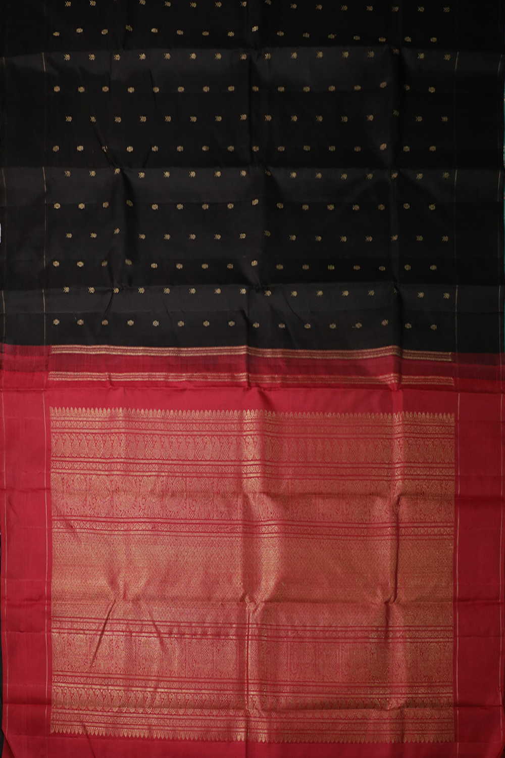 Black with Red Kanchipuram Silk saree - Image 2