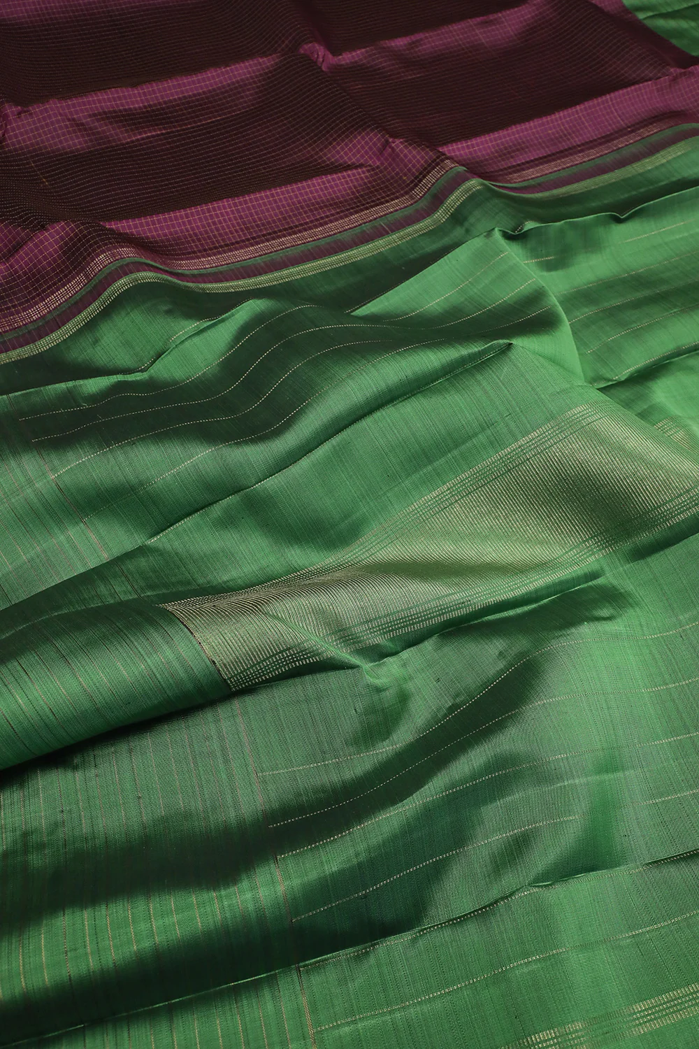 Magenta Pink with Checkered Kanchipuram Silk saree - Image 3