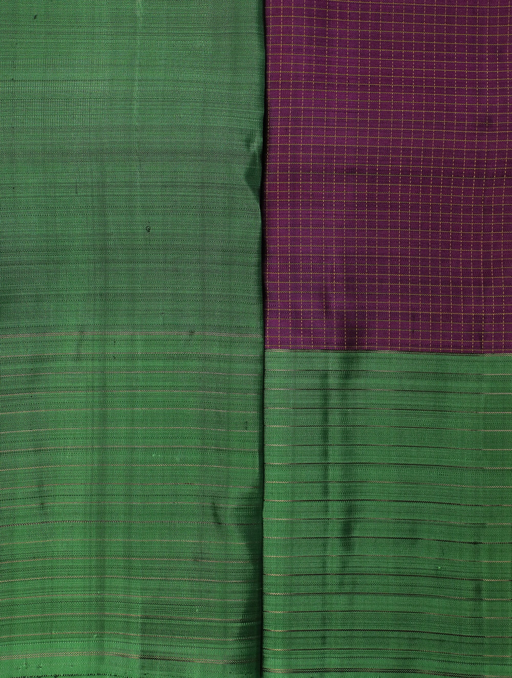 Magenta Pink with Checkered Kanchipuram Silk saree - Image 4
